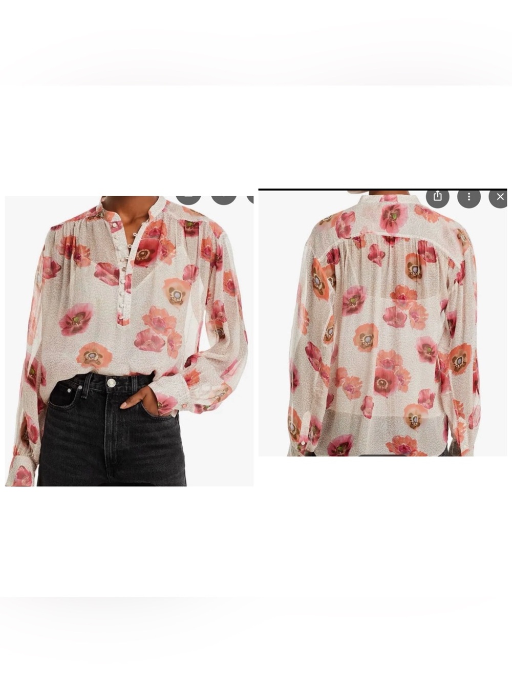 Rag & Bone Carla Chiffon Floral Blouse size M
